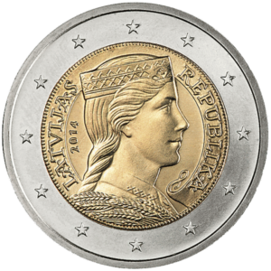 Euromünze 2 Euro lettland – nationale Seite