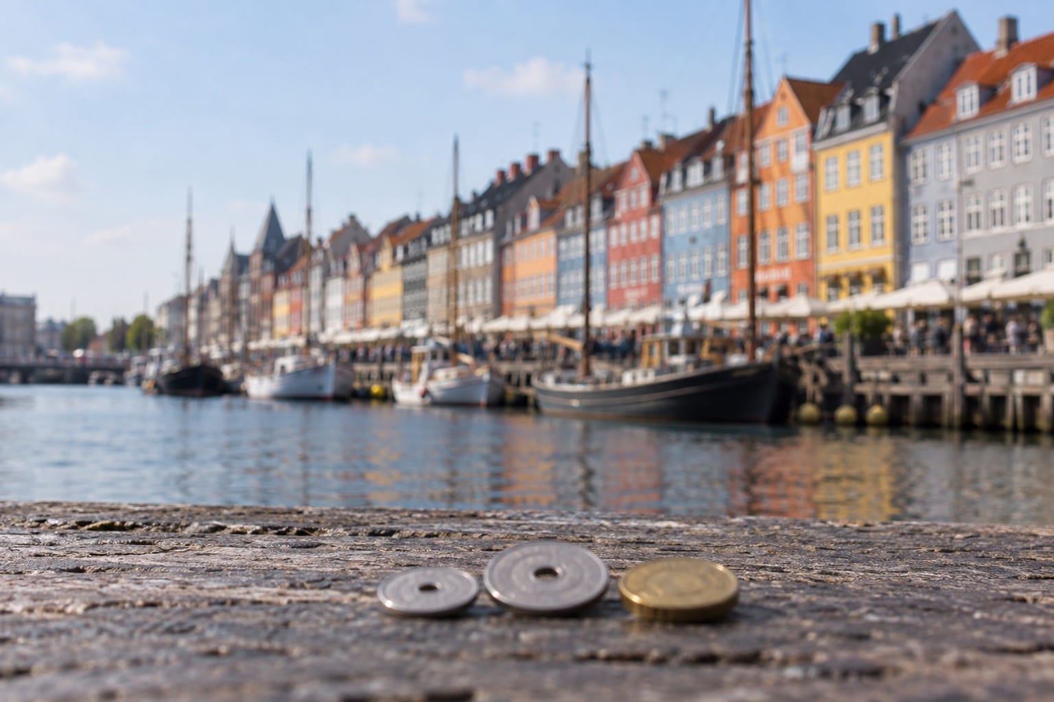 Symbolbild: Kronen-Münzen am Nyhavn in Kopenhagen